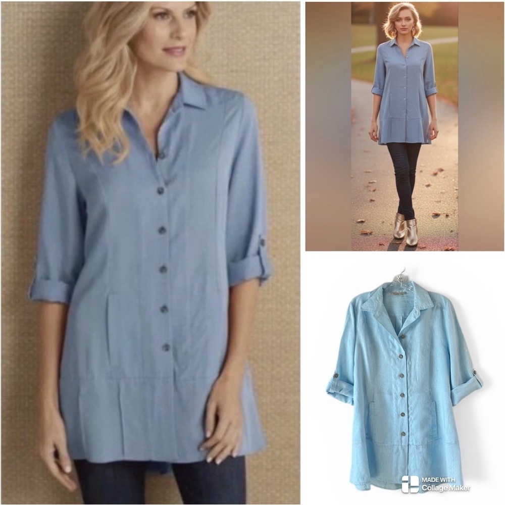 Soft Surroundings Island Breeze 100% linen tunic
